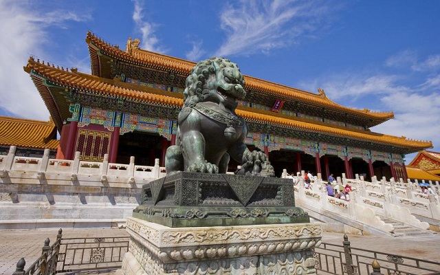 you will notice the dominant color in the Forbidden City is yellow as yellow is the symbol of the royal family. 